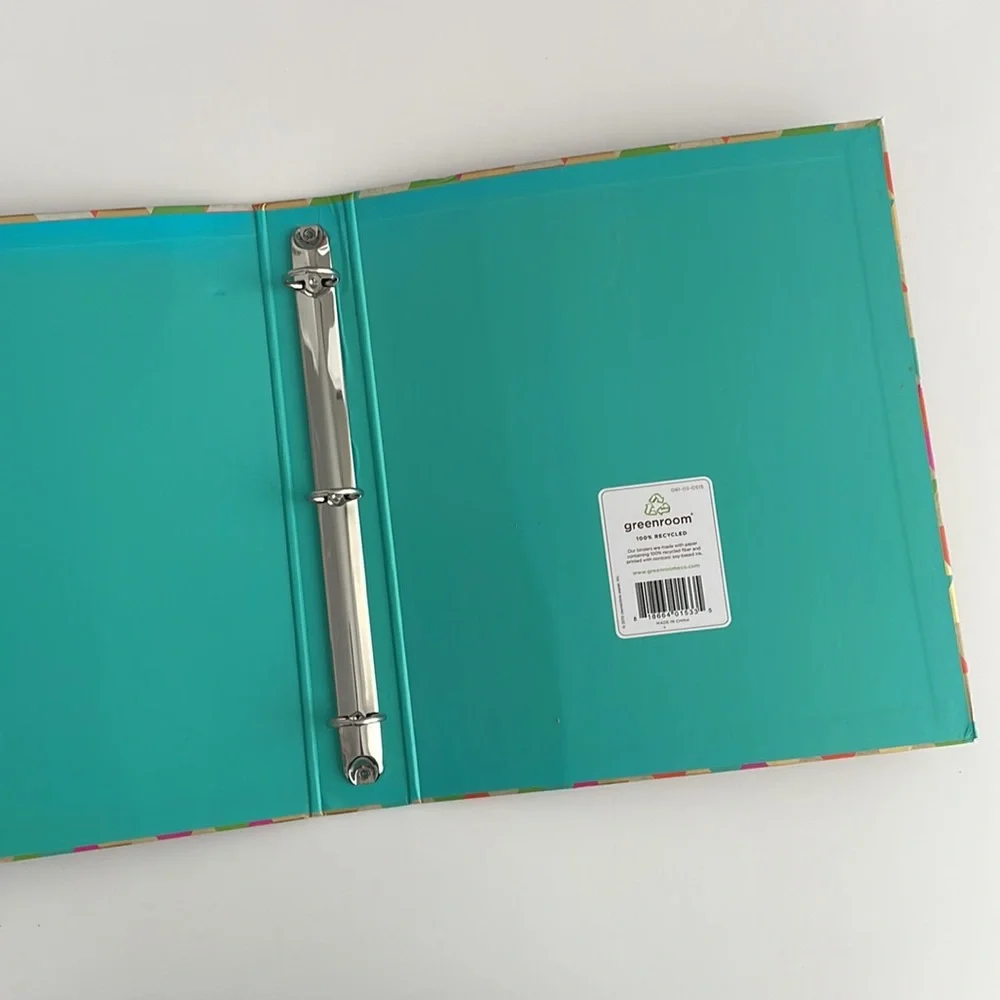 [ Greenroom 100% Recycled Binder - 2” w/ 1” Ring - Neon Geometric Triangle ]
